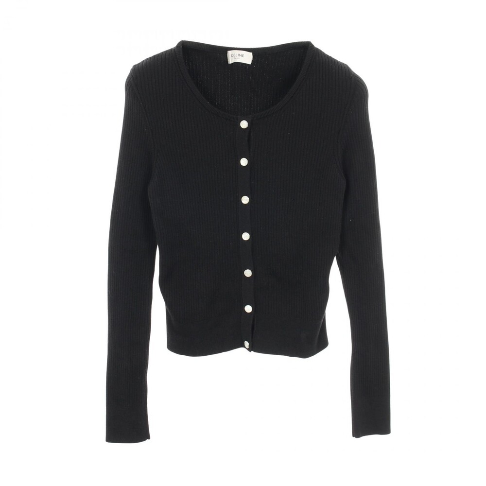 Celine Triomphe Cardigan Wool Black #S #272622C12B